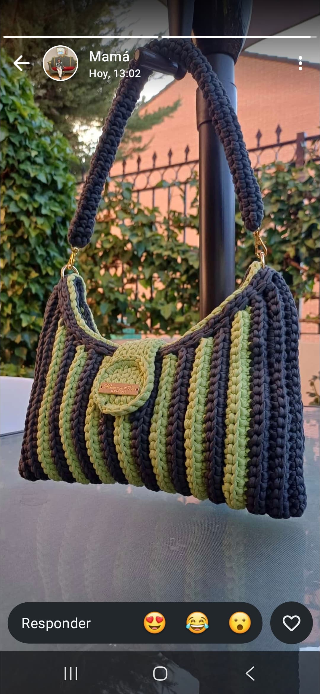 Bolso Rayas Verde & Grafito